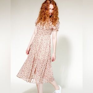 Pink Martini Floral Top with Red and White Details